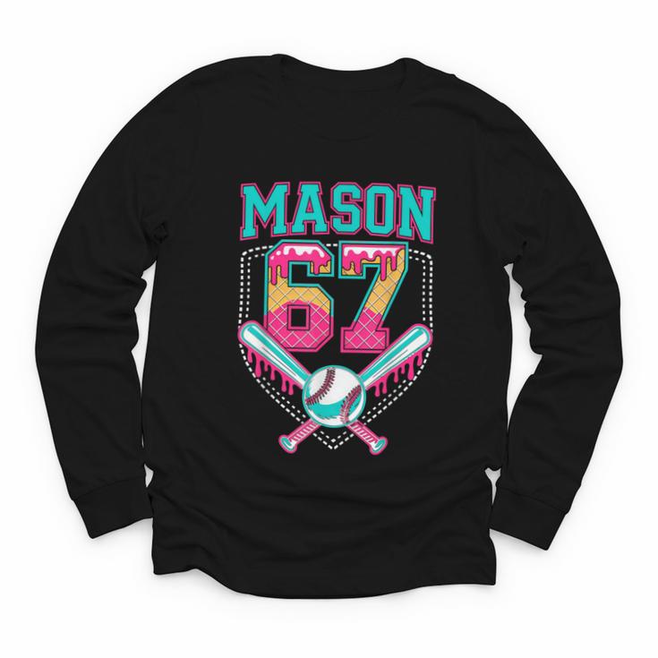 Trendy Mason 67 Mem Ice Cream Drip Baseball Birthday Costume Youth Long Sleeve Tee