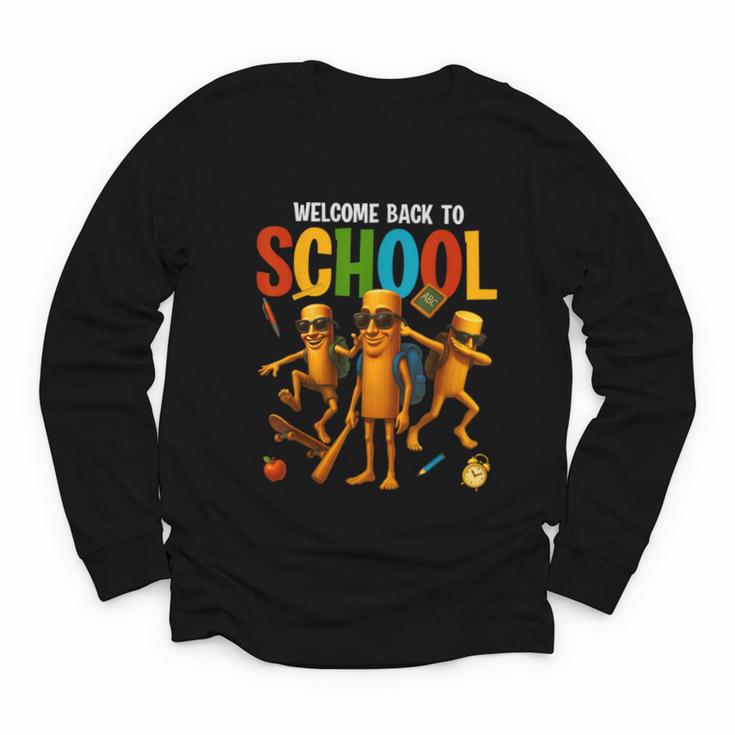 Tung Tung Tung Sahur Back To School Italian Brainrot Meme Youth Long Sleeve Tee