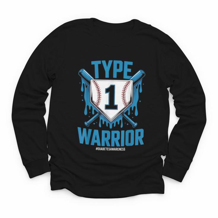 Type 1 Warrior Diabetes Awareness Baseball Enthusiasts Youth Long Sleeve Tee