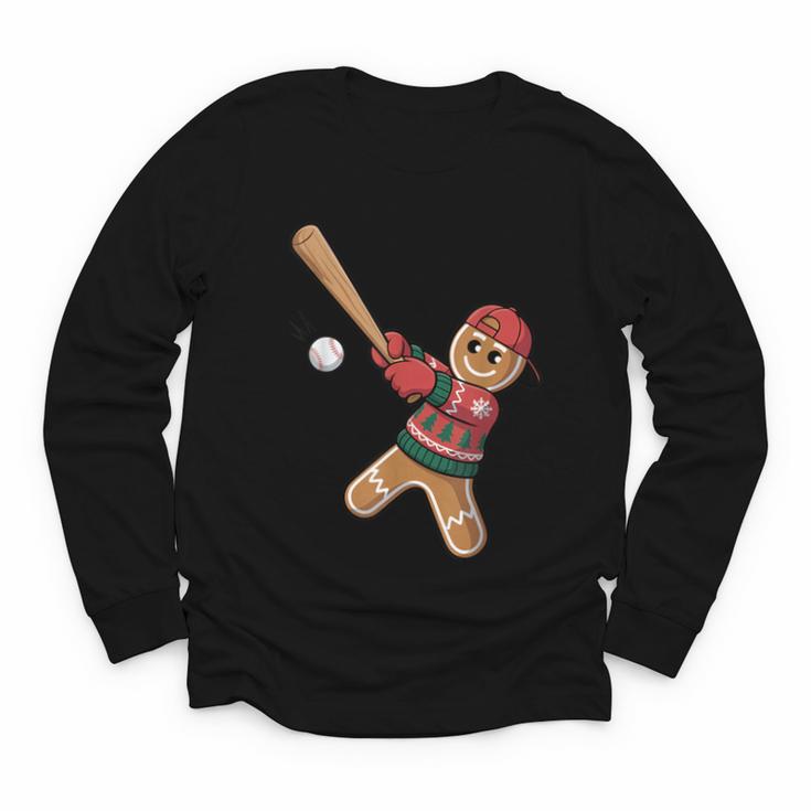 Ugly Christmas Sweater Gingerbread Baseball Toddler Kids Youth Long Sleeve Tee