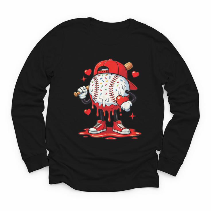 Valentine Baseball Drip Ice Cream Youth Boys Couples Youth Long Sleeve Tee