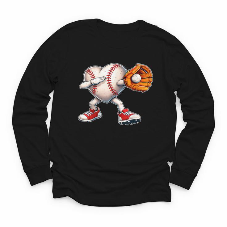 Valentine Baseball Heart Sport Love Valentines Day Boys Kids Youth Long Sleeve Tee