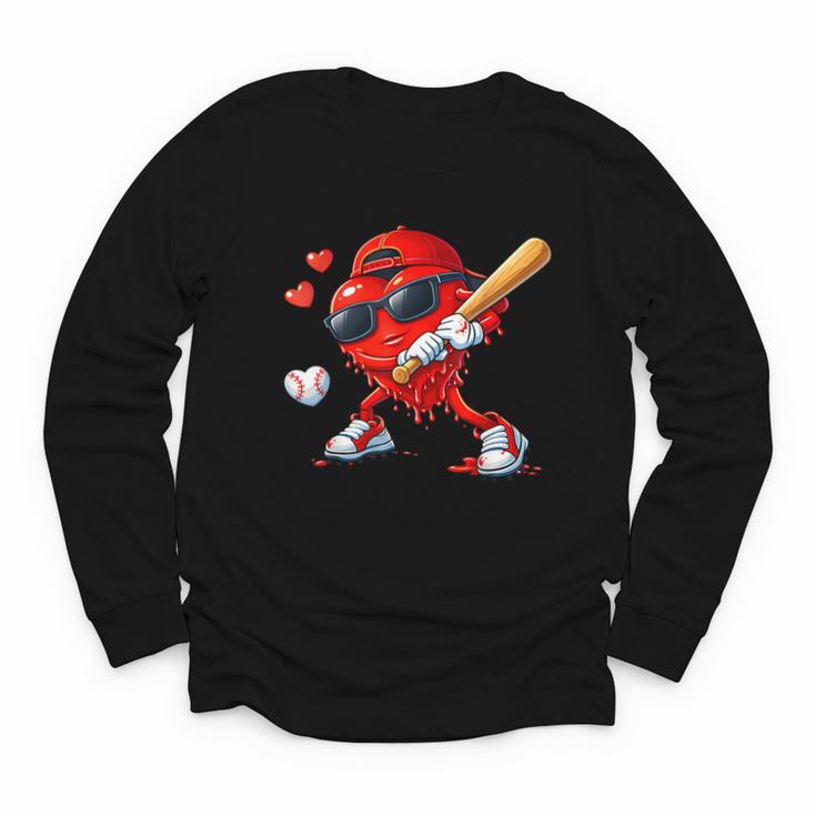 Valentine Baseball Heart Sports Love Valentines Day Boys Youth Long Sleeve Tee