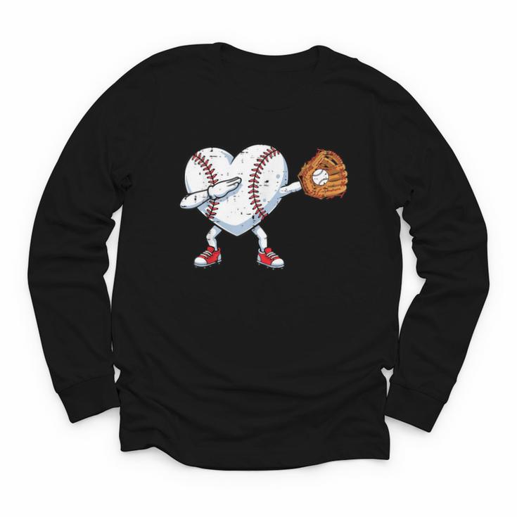 Valentines Day Baseball Ball Heart Dab Boys Kids Men Youth Long Sleeve Tee