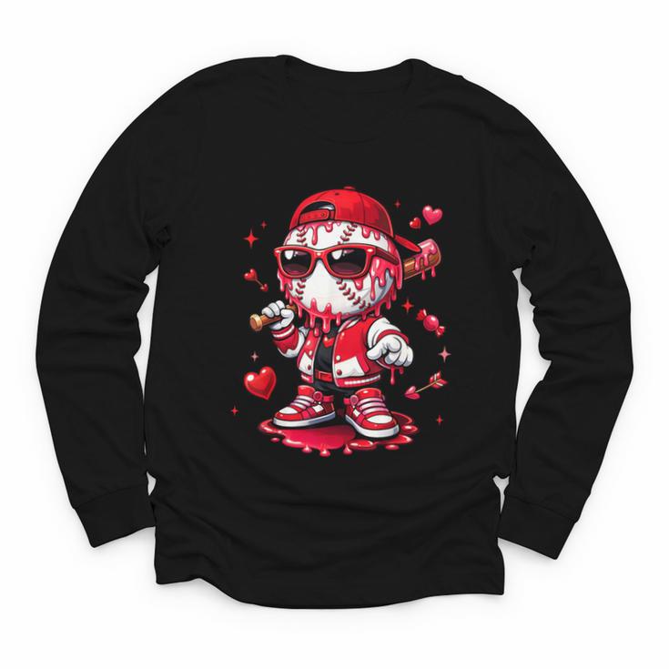 Valentines Day Baseball Drip Ice Cream For Boys Kids Teens Youth Long Sleeve Tee Valentines Day Baseball Drip Ice Cream For Boys Kids Teens Youth Long Sleeve Tee