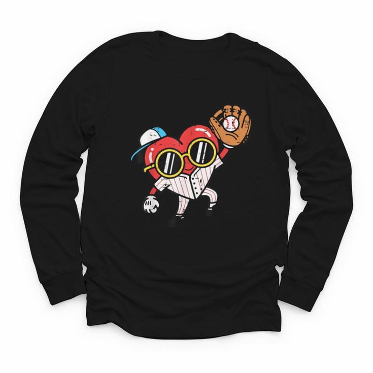 Valentines Day Baseball Heart Gloves Cute Boys Kid Youth Men Youth Long Sleeve Tee