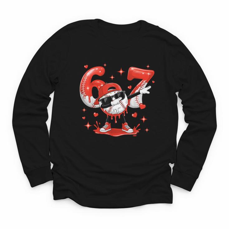 Valentines Day Six Seven Baseball 6 7 Meme Dab Heart Boys Youth Long Sleeve Tee