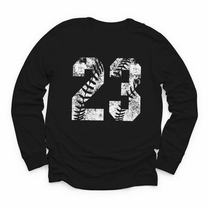 Vintage Baseball Number 23 Jersey Player Uniform Youth Long Sleeve Tee