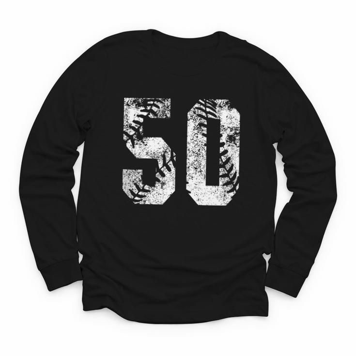 Vintage Baseball Number 50 Jersey Player Uniform Youth Long Sleeve Tee