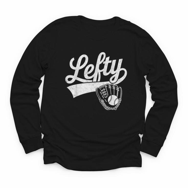 Vintage Baseball Tee Lefty Left Handed Baseball Player Youth Long Sleeve Tee