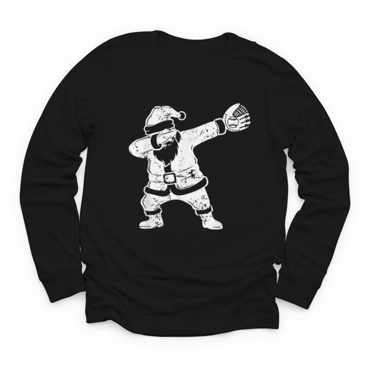 Vintage Dabbing Santa Christmas Baseball Xmas Costume Youth Long Sleeve Tee