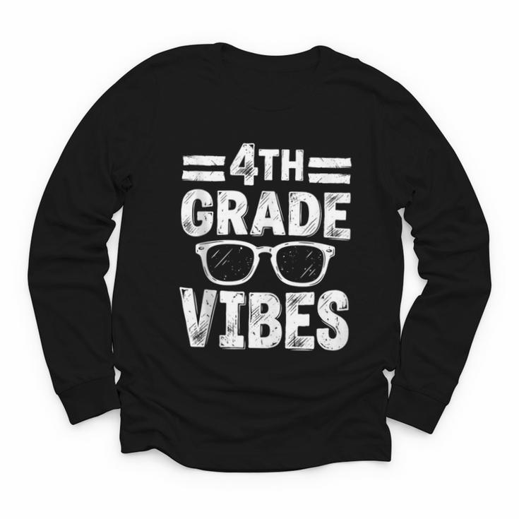 Vintage Fourth 4TH Grade Vibes Back To School First Day Kids Youth Long Sleeve Tee