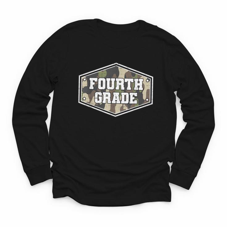 Vintage Fourth Grade Old Camo Back To School Boys 4th Grade Youth Long Sleeve Tee