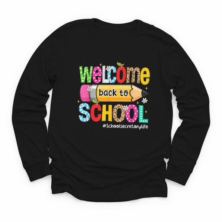 Welcome Back To School School Secretary Life Leopard Youth Long Sleeve Tee