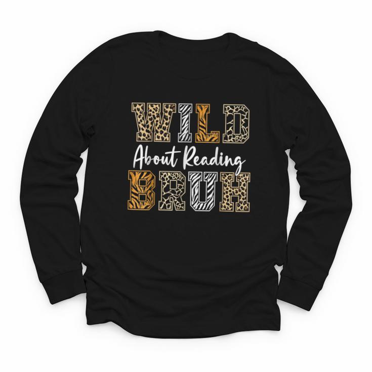 Wild About Reading Kid Love Wild Animal Books Back To School Youth Long Sleeve Tee