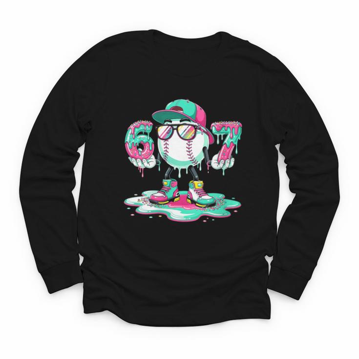 Women's 67 Meme Six Seven 6 7 Meme Baseball Ice Cream Drip Youth Long Sleeve Tee