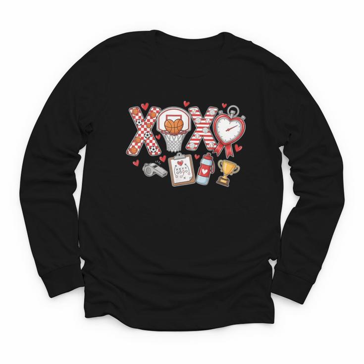 XOXO Physical Education Valentines Day Baseball Football Men Youth Long Sleeve Tee