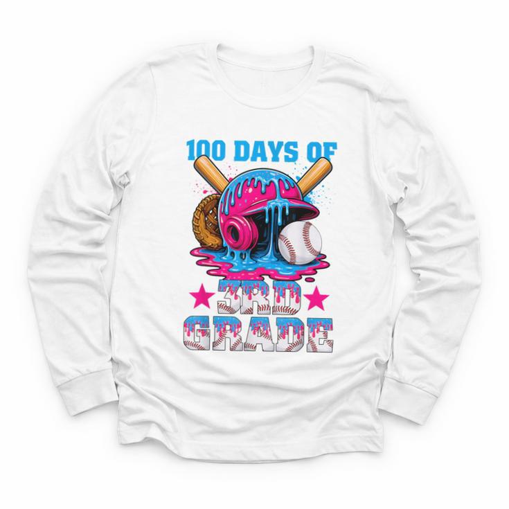 100 Days Of 3rd Grade Baseball 100th Day Of School Boys Kids Youth Long Sleeve Tee