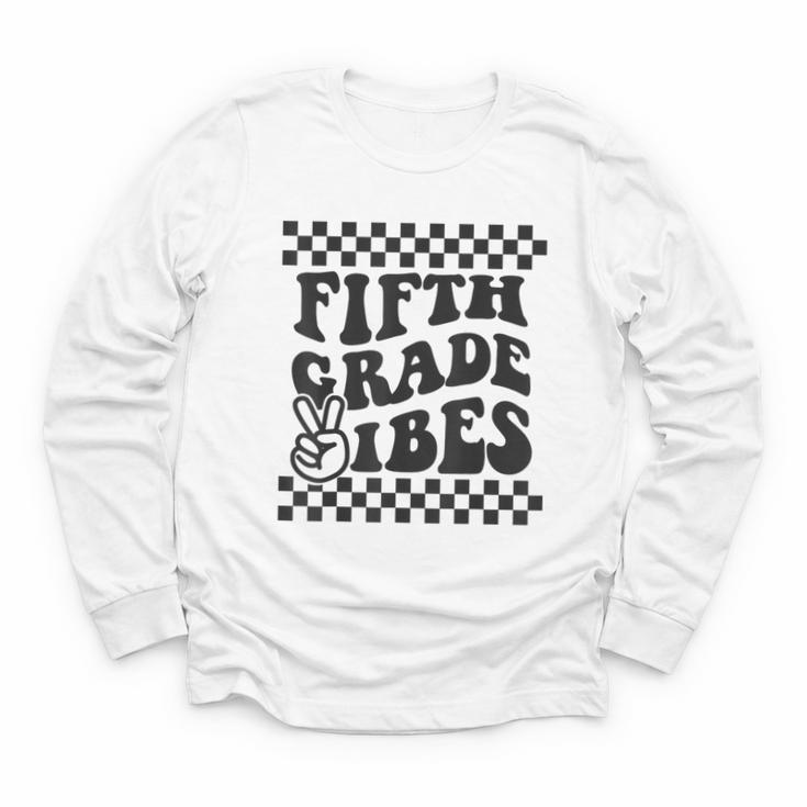 1st Day Of 5th Grade Vibes Retro Girls Back To School Boys Youth Long Sleeve Tee
