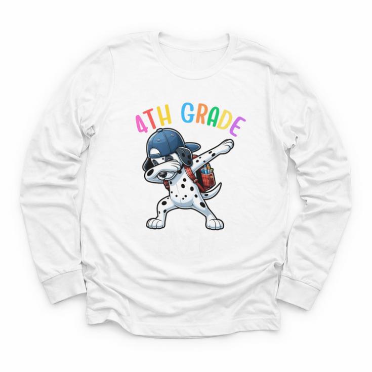 4th Grade Crew Dalmatian Dog Dabbing Back To School Premium Tri-Blend Youth Long Sleeve Tee