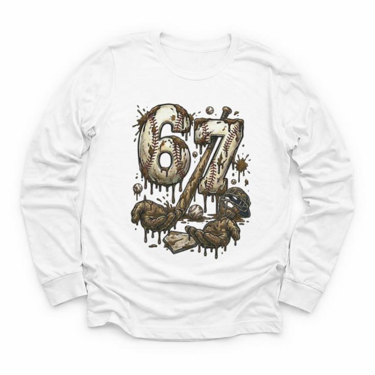 67 Baseball Six Seven Baseball 6 7 Kids Boys Girls Youth Long Sleeve Tee