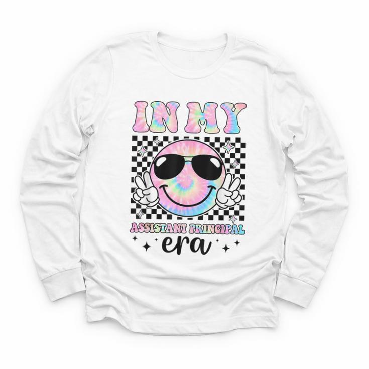In My Assistant Principal Era Groovy Tie Dye Back To School Youth Long Sleeve Tee