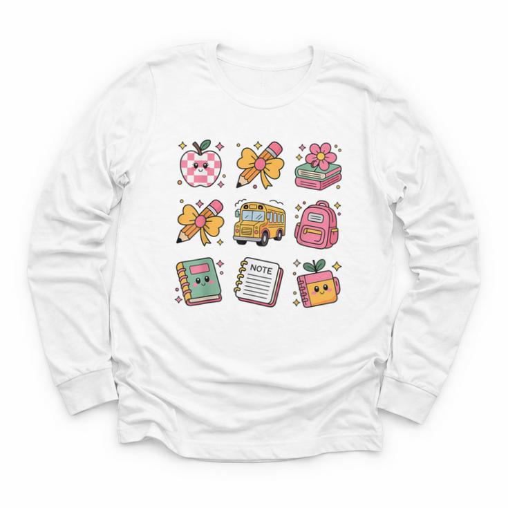 Back To School Coquette Bow First Day Of School Toddler Girl Youth Long Sleeve Tee