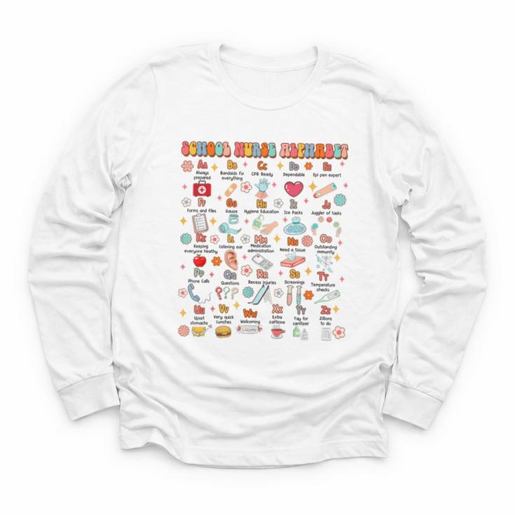 Back To School School Nurse Alphabet School Nurse Life Youth Long Sleeve Tee