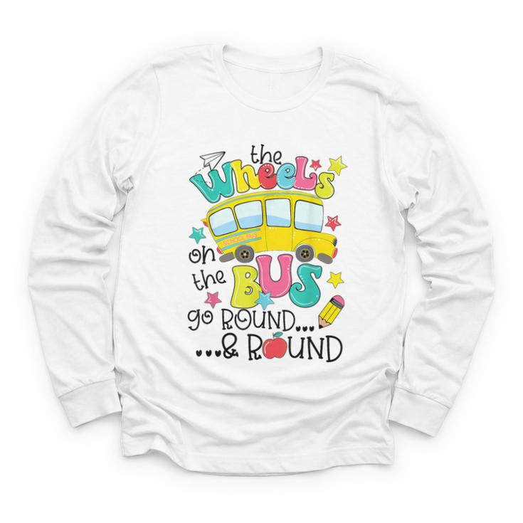 Back To School The WHEELS On The BUS Toddler Kids Boys Youth Long Sleeve Tee