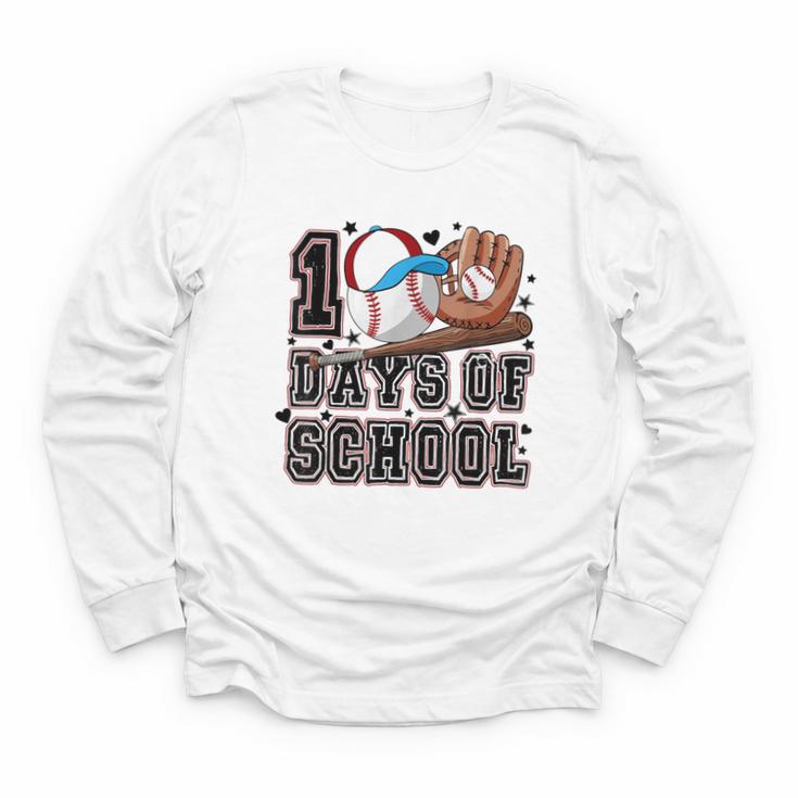 Baseball 100 Days Of School Happy 100th Day Teachers Kids Youth Long Sleeve Tee