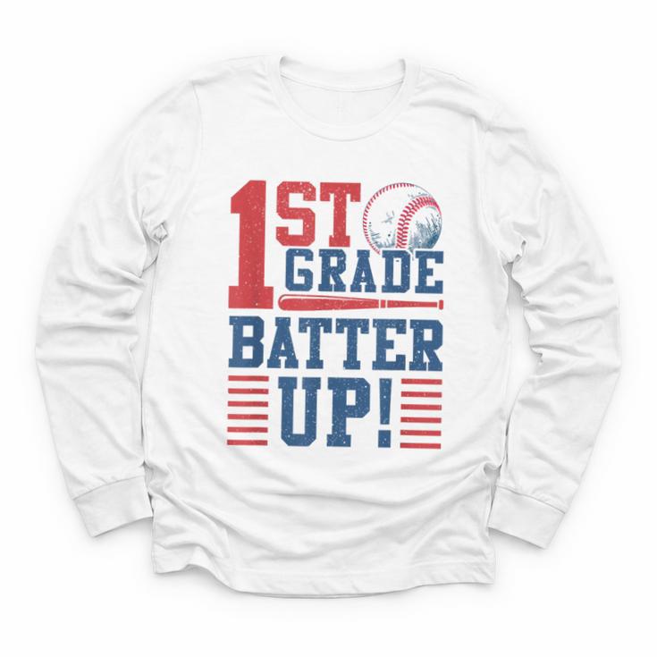 Baseball 1st Grade Back To School 1st Grade Batter Up Youth Long Sleeve Tee
