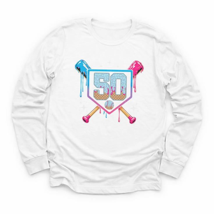 Baseball 50 Year Old Ice Cream Drip 50th Birthday Number 50 Youth Long Sleeve Tee Baseball 50 Year Old Ice Cream Drip 50th Birthday Number 50 Youth Long Sleeve Tee