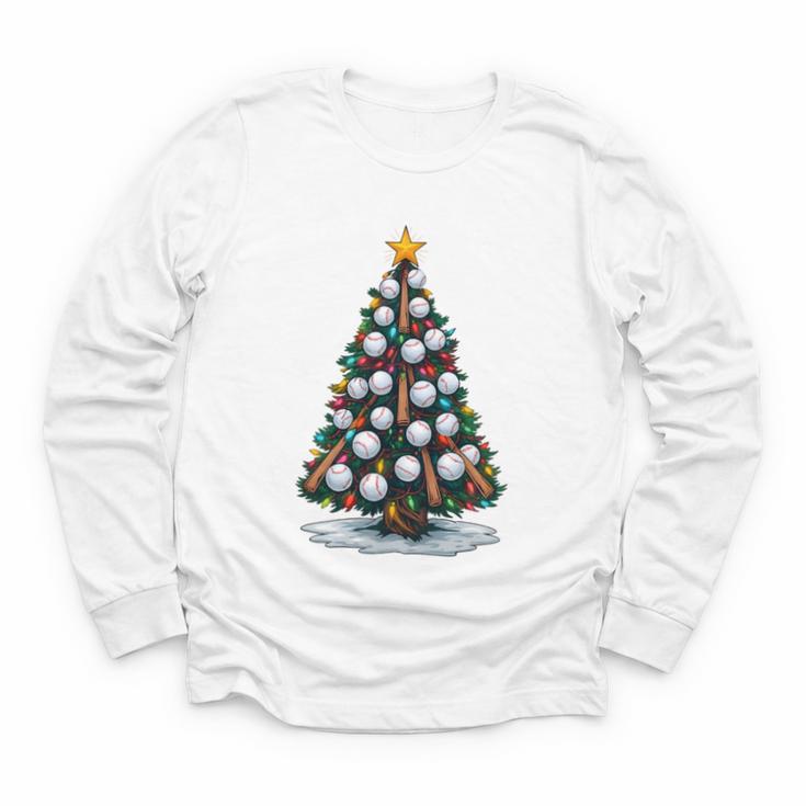 Baseball Christmas Tree Men Boys Youth Santa Sports Youth Long Sleeve Tee