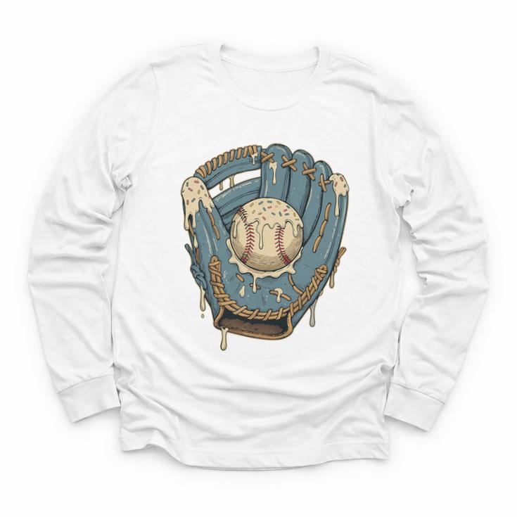 Baseball Drip Ice Cream Glove With Sprinkles And Ball Youth Premium Tri-Blend Youth Long Sleeve Tee