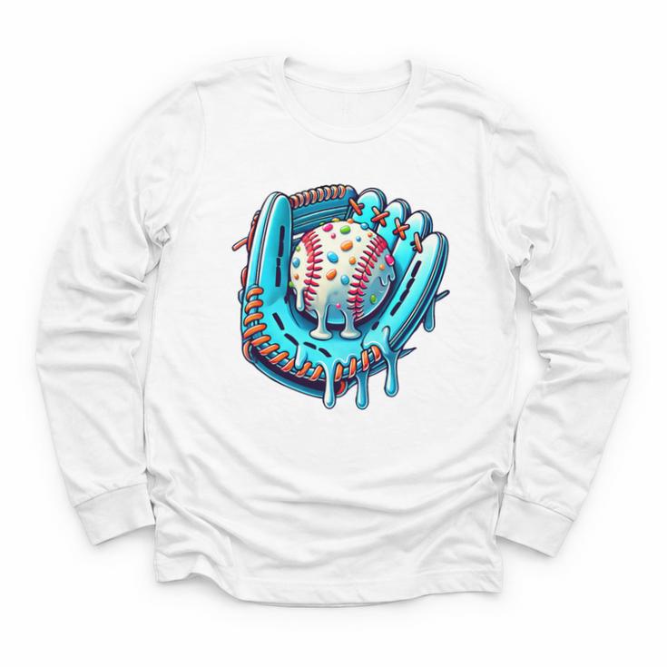 Baseball Drip Ice Cream Sprinkles Baseball Player Premium Tri-Blend Youth Long Sleeve Tee