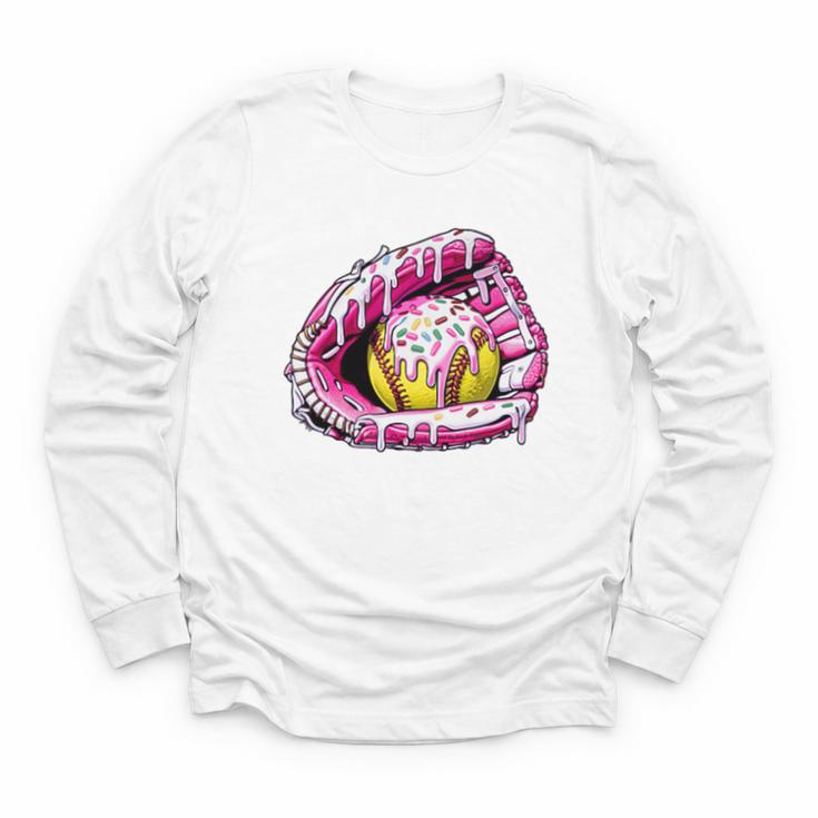 Baseball Glove Drip Shirt Ice Cream Dripping Girls Pocket Premium Youth Long Sleeve Tee