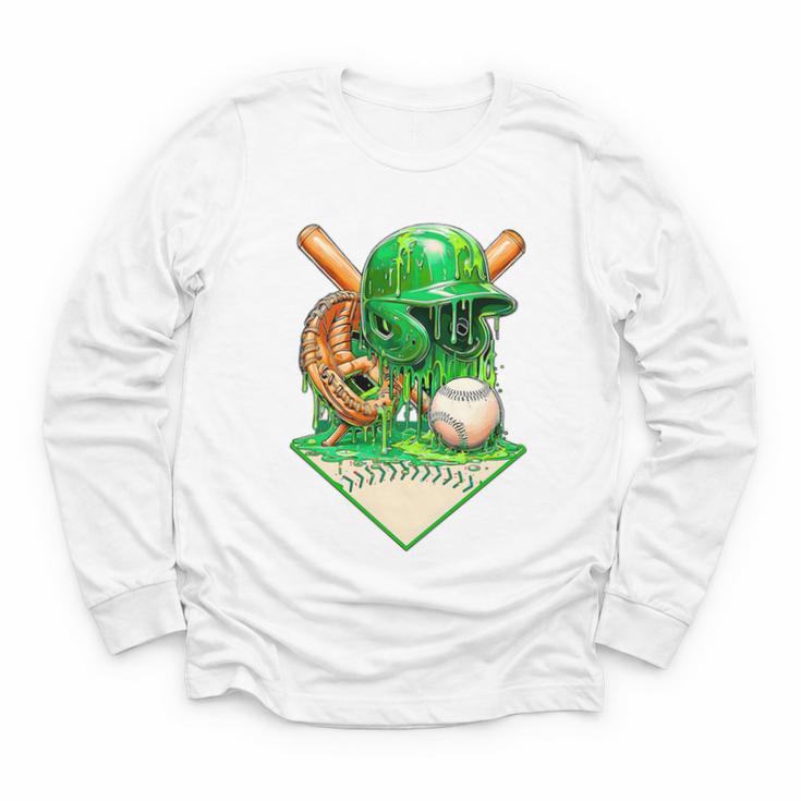 Baseball Life Style Ice Cream Drip Green Premium Tri-Blend Youth Long Sleeve Tee