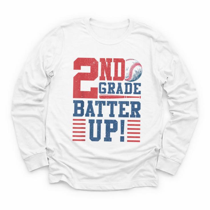 Baseball Second Grade Back To School 2nd Grade Batter Up Youth Long Sleeve Tee