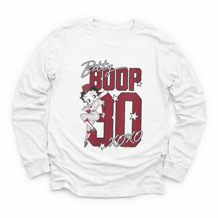 Betty Boop Baseball Logo Jersey With Stars Cute Cartoon Youth Long Sleeve Tee