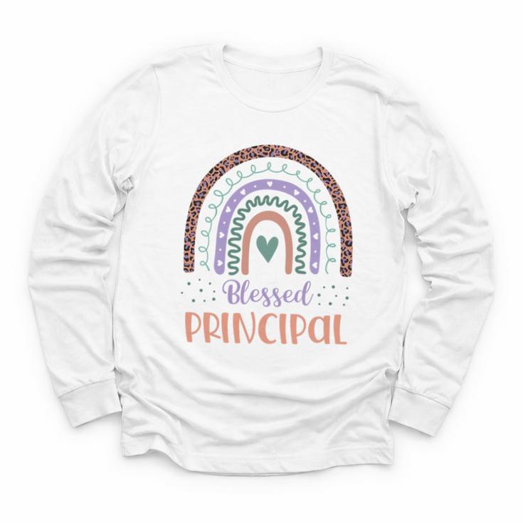 Blessed Principal Back To School Boho Rainbow Premium Tri-Blend Youth Long Sleeve Tee