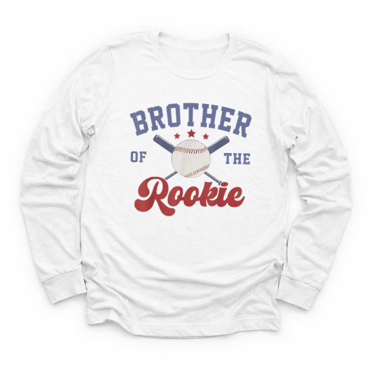 Brother Of Rookie 1st Birthday Baseball Boy Family Matching Youth Long Sleeve Tee