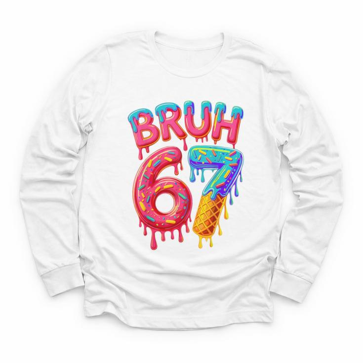 Bruh 67 Baseball Drip Number 67 Player 67th Birthday Youth Long Sleeve Tee