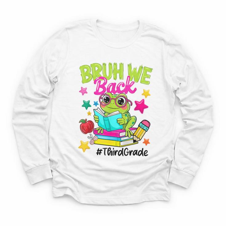 Bruh We Back Third Grade Cute Frog Back To School Youth Long Sleeve Tee