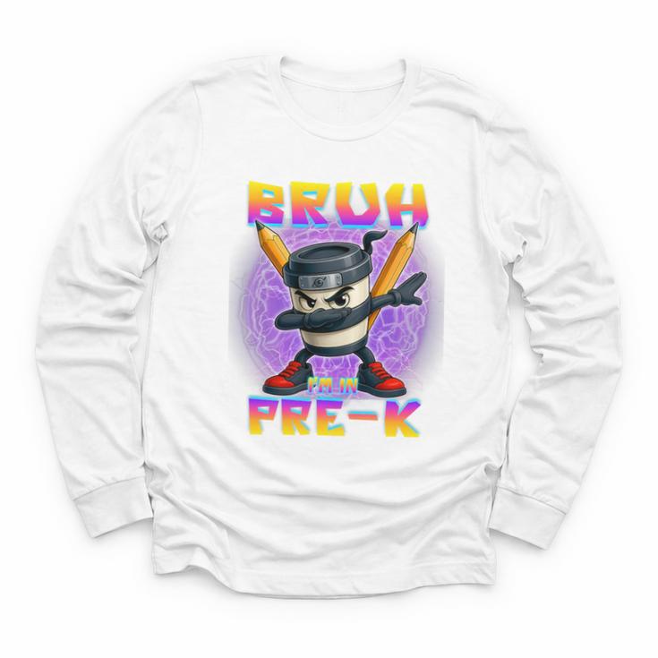 Bruh I'm In Pre-K Back To School Italian Brainrot Premium Tri-Blend Youth Long Sleeve Tee