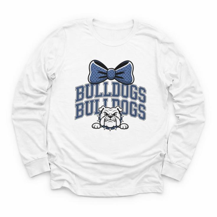 Bulldogs Mascot Team Spirit Sports Fan Back To School Youth Long Sleeve Tee