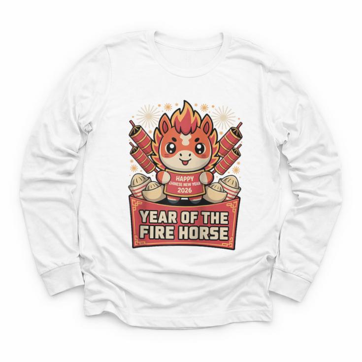 Chinese New Year 2026 Fire Horse Celebration Raglan Baseball Tee Youth Long Sleeve Tee
