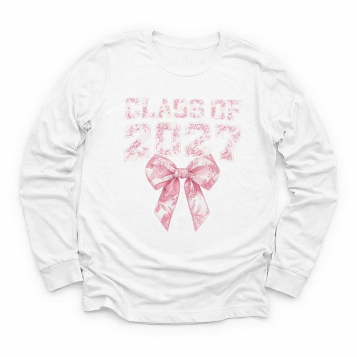 Class Of 2027 Preppy Coquette Bow Back To School Graduation Premium Tri-Blend Youth Long Sleeve Tee