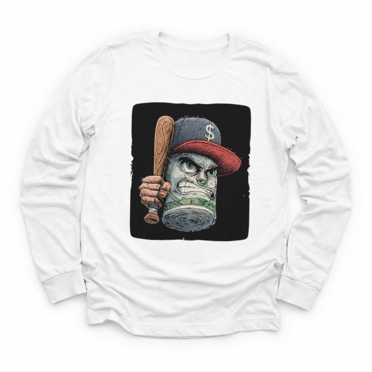 Cool Dollar Bill Guy With Cap And Baseball Costume Premium Tri-Blend Youth Long Sleeve Tee