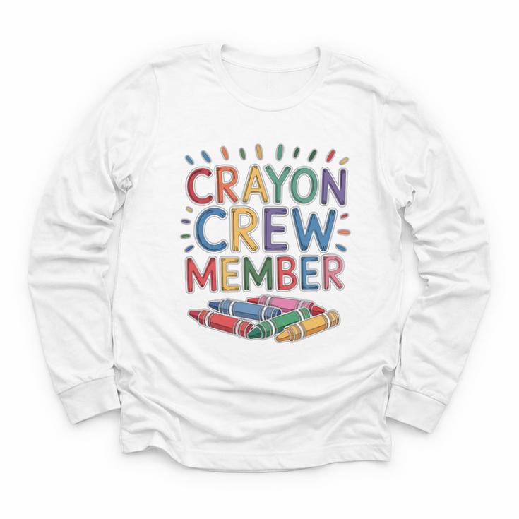 Crayon Crew Member Back To School Coloring Art Classes Youth Long Sleeve Tee