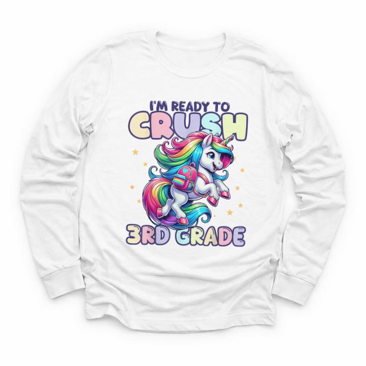 Crush 3rd Grade Girls Back To School Unicorn First Day Cute Youth Long Sleeve Tee